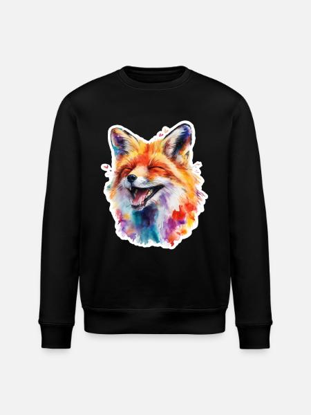 Bunter Fuchs in Aquarell - Stanley/Stella Unisex Bio-Sweatshirt ROLLER - Schwarz