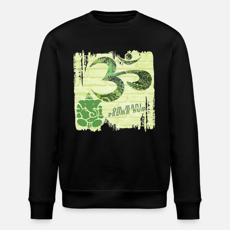 OM with Ganesha E 35 - Stanley/Stella ROLLER Unisex Organic Sweatshirt - black
