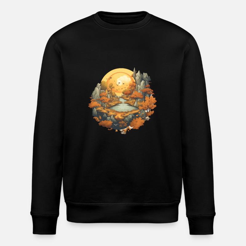 Herbstliche Landschaft - Stanley/Stella Unisex Bio-Sweatshirt ROLLER - Schwarz