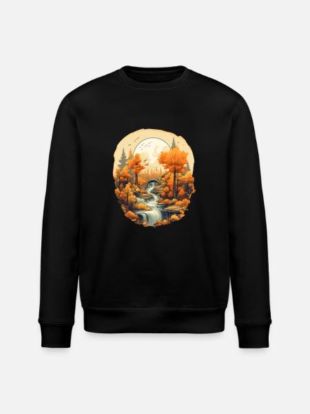 Herbstliche Landschaft - Stanley/Stella Unisex Bio-Sweatshirt ROLLER - Schwarz