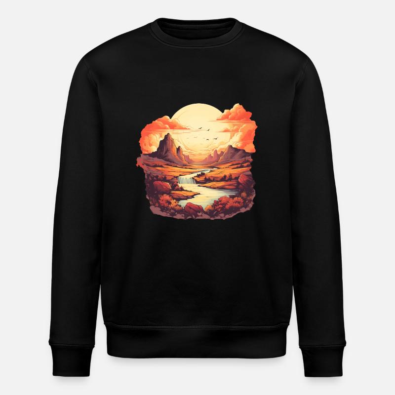 Landschaft - Stanley/Stella Unisex Bio-Sweatshirt ROLLER - Schwarz