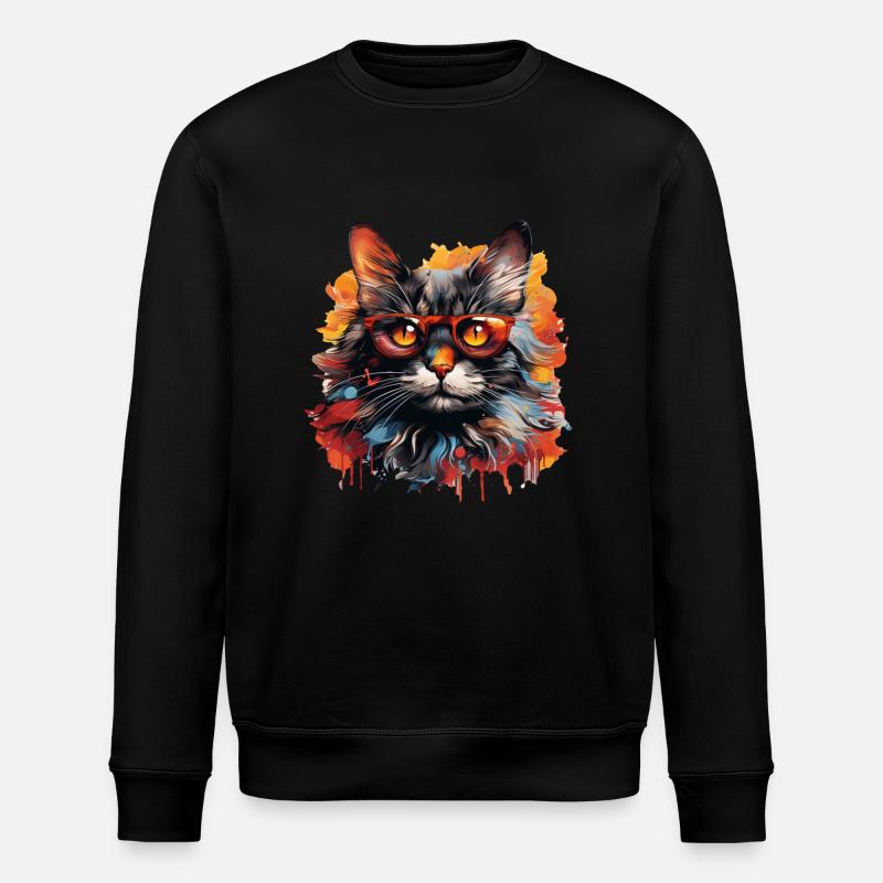 Cat - Stanley/Stella ROLLER Unisex Organic Sweatshirt - black
