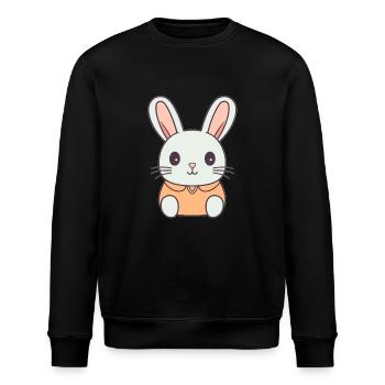Hase - Kawaii Style - Stanley/Stella Unisex Bio-Sweatshirt ROLLER - Schwarz - Vorne - Nik (191cm)