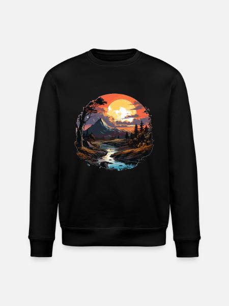 Landschaft - Illustration - Stanley/Stella Unisex Bio-Sweatshirt ROLLER - Schwarz
