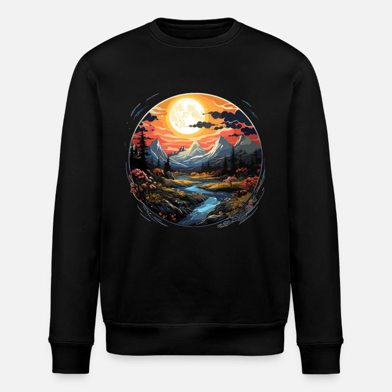 Landschaft - Illustration - Stanley/Stella Unisex Bio-Sweatshirt ROLLER - Schwarz