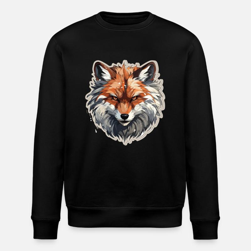 Fox - illustration - Stanley/Stella ROLLER Unisex Organic Sweatshirt - black