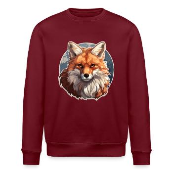Fuchs - Illustration - Stanley/Stella Unisex Bio-Sweatshirt ROLLER - Burgunderrot - Vorne - Nik (191cm)