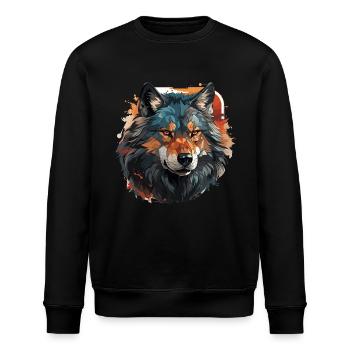 Wolf - Illustration - Stanley/Stella Unisex Bio-Sweatshirt ROLLER - Schwarz - Vorne - Nik (191cm)