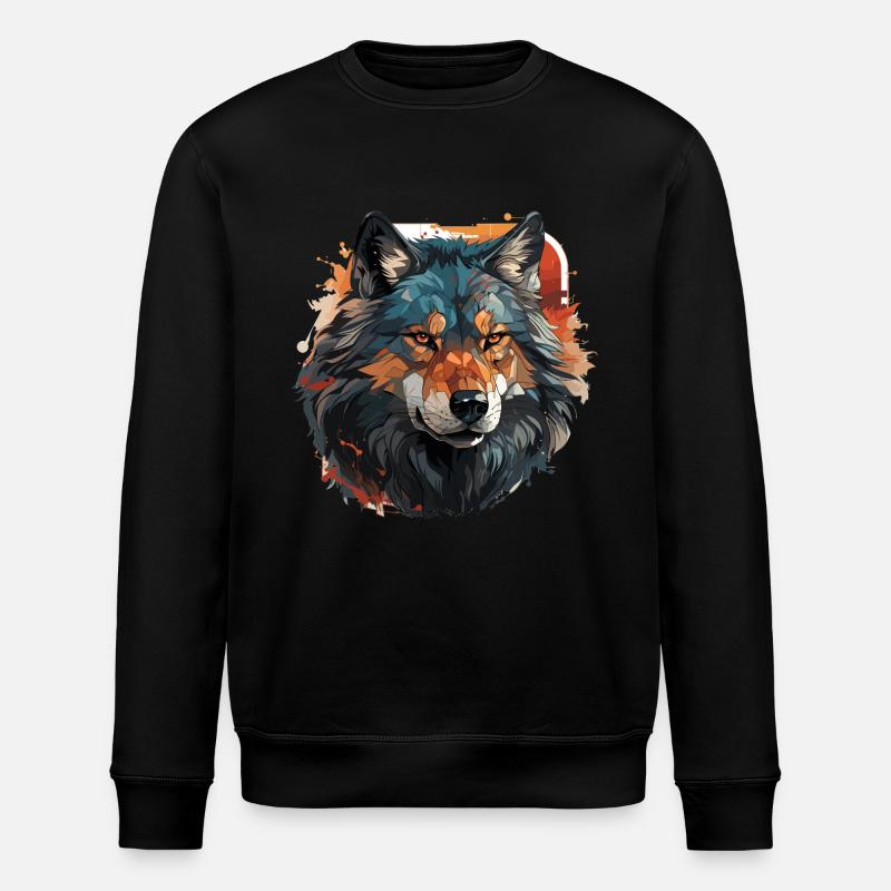 Wolf - Illustration - Stanley/Stella Unisex Bio-Sweatshirt ROLLER - Schwarz