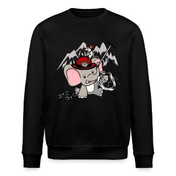 Tiroler Elefant Bergsteiger klettern Maus Alpen - Stanley/Stella Unisex Bio-Sweatshirt ROLLER - Schwarz - Vorne - Nik (191cm)