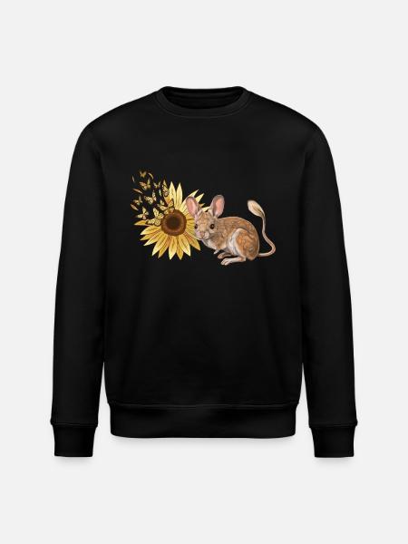 Chinchilla Rodent Flower Fantasy Butterfly - Stanley/Stella ROLLER Unisex Organic Sweatshirt - black