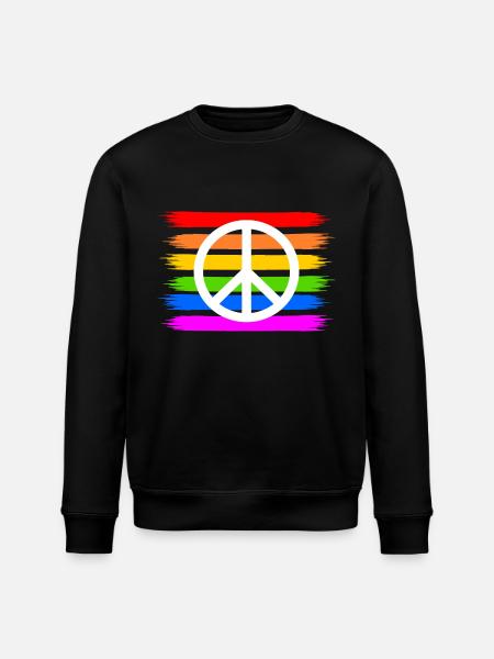 Peace Peacezeichen auf Regenbogenfahne regenbogen - Stanley/Stella Unisex Bio-Sweatshirt ROLLER - Schwarz