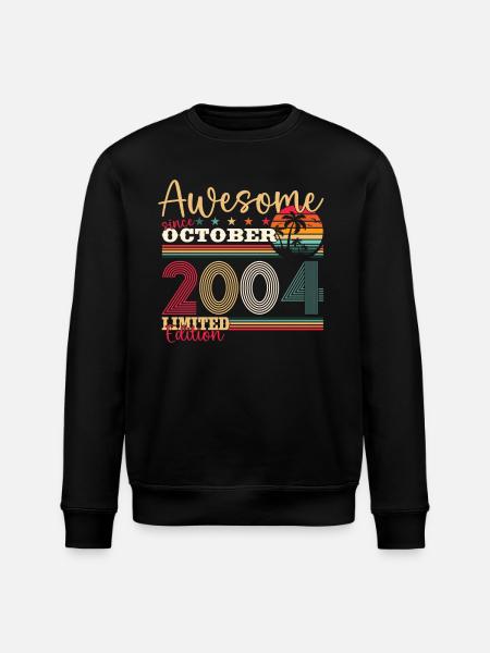 19th Birthday Gift Husband October Vintage 2004 - Stanley/Stella ROLLER Unisex Organic Sweatshirt - black