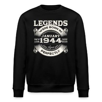 80. Geburtstag Legendär seit Januar Jahrgang 1944 - Stanley/Stella Unisex Bio-Sweatshirt ROLLER - Schwarz - Vorne - Nik (191cm)