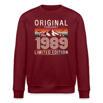35e anniversaire Original Février Né 1989 - Sweat bio ROLLER Stanley/Stella Unisexe - bordeaux - Devant - Nik (191cm)