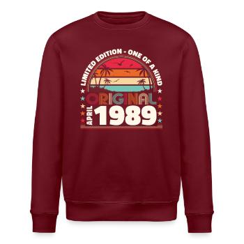 35th Birthday Original April Born 1989 - Stanley/Stella ROLLER Unisex Organic Sweatshirt - burgundy - Front - Nik (191cm)