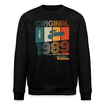 Original June 1989 Born 1989 35th Birthday 89 - Stanley/Stella ROLLER Unisex Organic Sweatshirt - black - Front - Nik (191cm)
