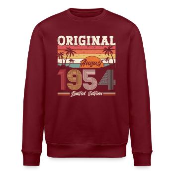 70e anniversaire Original août 1954 Né en 1954 - Sweat bio ROLLER Stanley/Stella Unisexe - bordeaux - Devant - Nik (191cm)