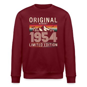 70e anniversaire Original août 1954 Né en 1954 - Sweat bio ROLLER Stanley/Stella Unisexe - bordeaux - Devant - Nik (191cm)