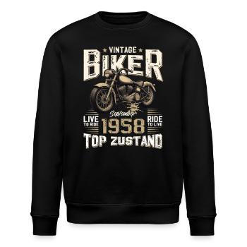 66. Geburtstag Vintage September 1958 Motorrad - Stanley/Stella Unisex Bio-Sweatshirt ROLLER - Schwarz - Vorne - Nik (191cm)