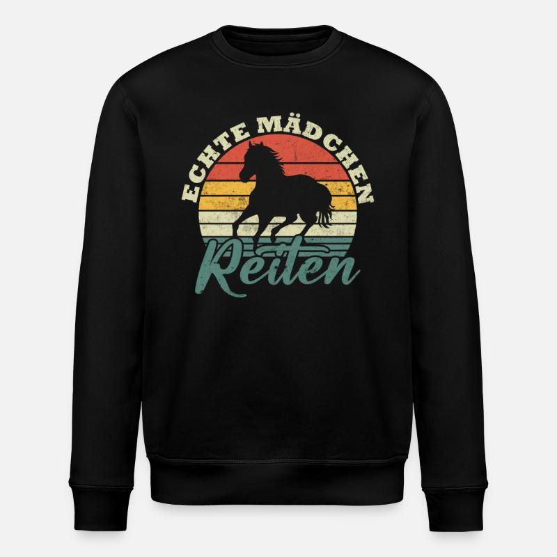 Echte mädchen reiten - Stanley/Stella Unisex Bio-Sweatshirt ROLLER - Schwarz