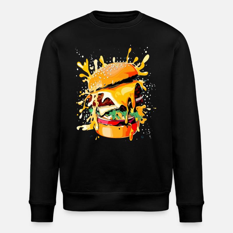 Cheeseburger Burger Lovers - Stanley/Stella ROLLER Unisex Organic Sweatshirt - black