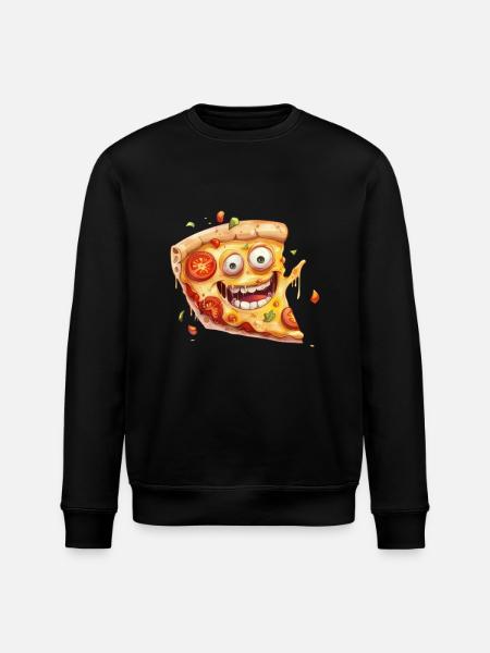 Funny Pizza Slice With Face - Stanley/Stella ROLLER Unisex Organic Sweatshirt - black