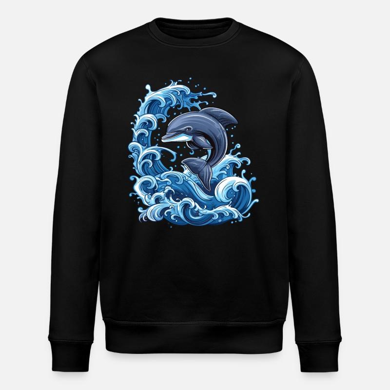 Dauphin, L’Eau, Vagues, Océan - Sweat bio ROLLER Stanley/Stella Unisexe - noir