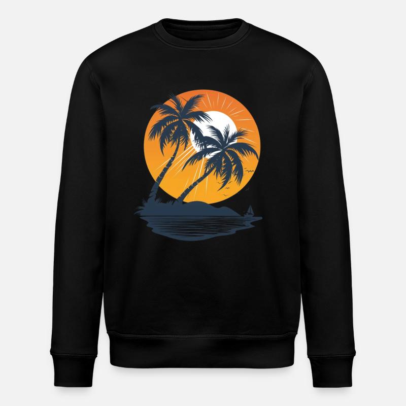 Sunny Palm Island Sunset - Stanley/Stella ROLLER Unisex Organic Sweatshirt - black
