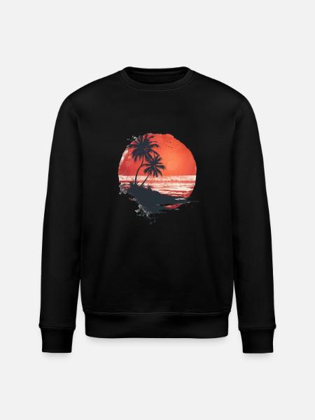 Tropical sunset with palm trees - Stanley/Stella ROLLER Unisex Organic Sweatshirt - black