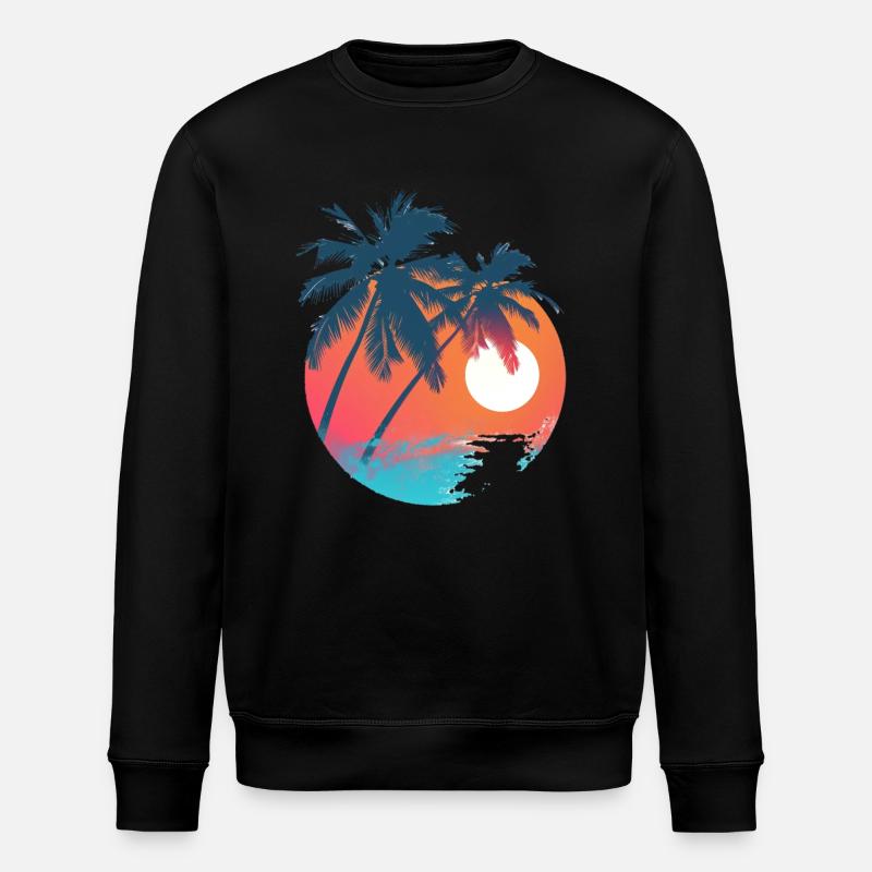 Tropical sunset with palm trees - Stanley/Stella ROLLER Unisex Organic Sweatshirt - black