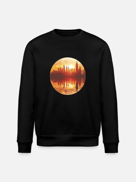 Sunset Cityscape Reflection - Stanley/Stella ROLLER Unisex Organic Sweatshirt - black