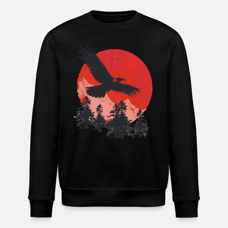 Wild eagle in red sunset - Stanley/Stella ROLLER Unisex Organic Sweatshirt - black