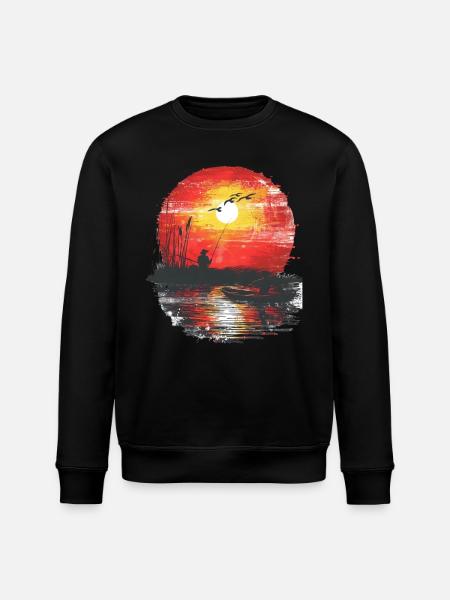 Sunset Angler Silhouette - Stanley/Stella ROLLER Unisex Organic Sweatshirt - black