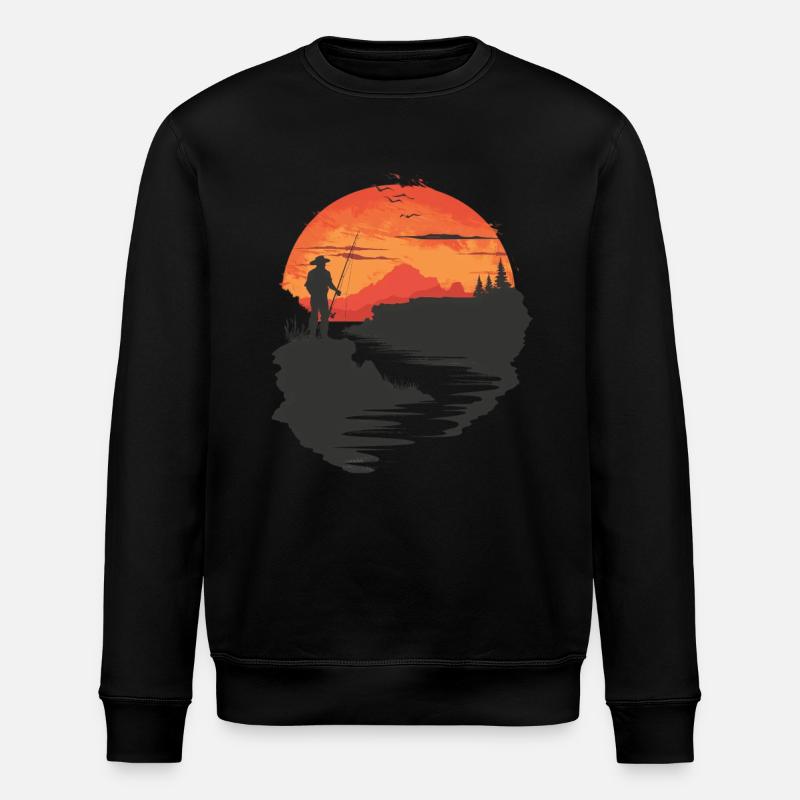 Sunset Angler Silhouette - Stanley/Stella ROLLER Unisex Organic Sweatshirt - black