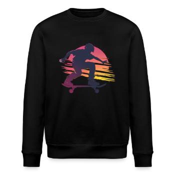 Skateboard Sonnenuntergang Silhouette - Stanley/Stella Unisex Bio-Sweatshirt ROLLER - Schwarz - Vorne - Nik (191cm)