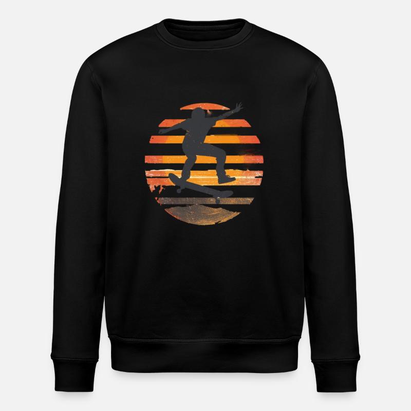 Sunset Skateboard Silhouette - Stanley/Stella ROLLER Unisex Organic Sweatshirt - black