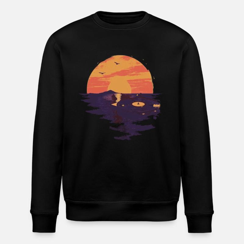 Sunset Vinyl Retro Charm - Stanley/Stella ROLLER Unisex Organic Sweatshirt - black