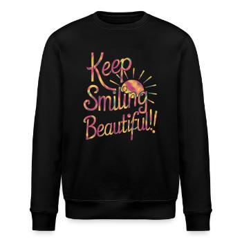 Gardez le sourire beau - Dicton positif - Sweat bio ROLLER Stanley/Stella Unisexe - noir - Devant - Nik (191cm)