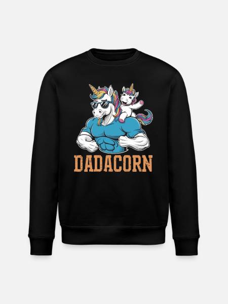 Stærk dadacorn med muskler og enhjørning - Stanley/Stella økologisk unisex-sweatshirt ROLLER - sort