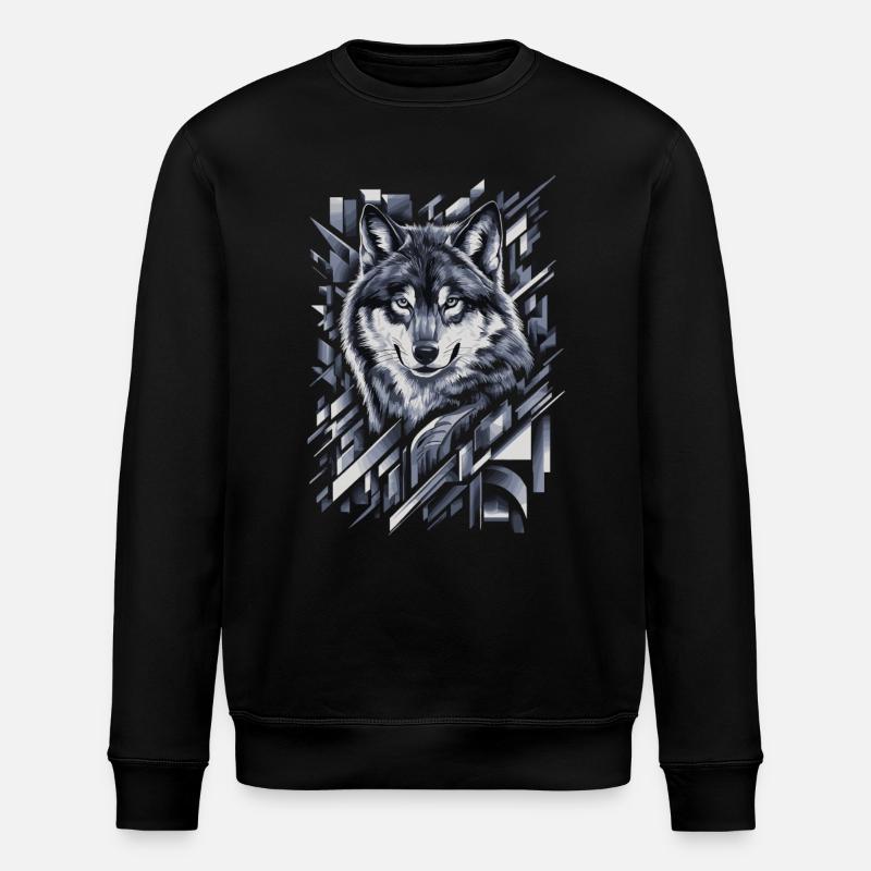 Wolf Artwork Geometric Shapes - Stanley/Stella ROLLER Unisex Organic Sweatshirt - black