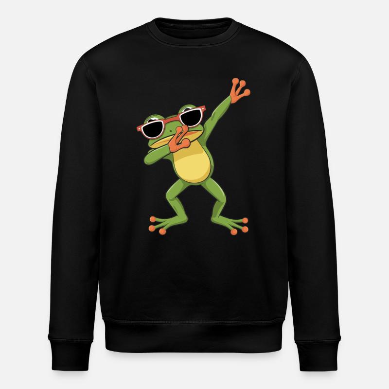 Cool Dancing Frog With Sunglasses - Stanley/Stella ROLLER Unisex Organic Sweatshirt - black