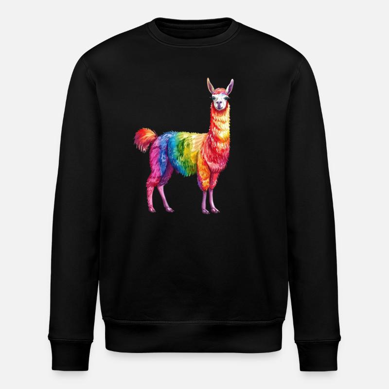 Buntes Regenbogen Lama - Stanley/Stella Unisex Bio-Sweatshirt ROLLER - Schwarz
