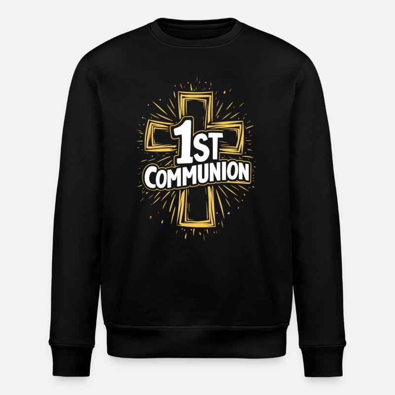 First Communion Cross Design - Stanley/Stella ROLLER Unisex Organic Sweatshirt - black