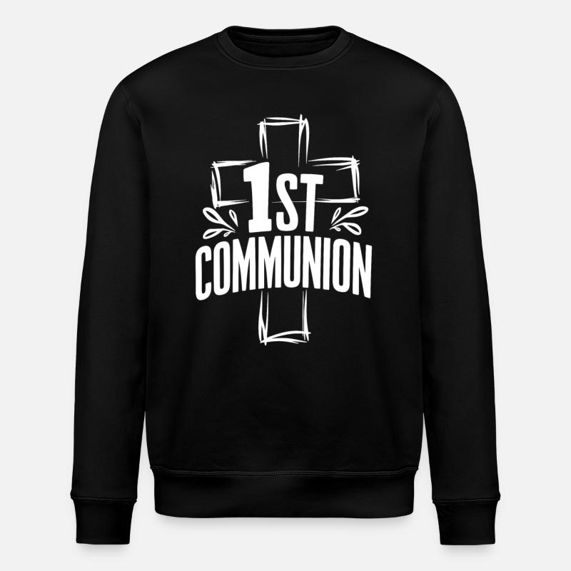 First Communion Cross Design - Stanley/Stella ROLLER Unisex Organic Sweatshirt - black