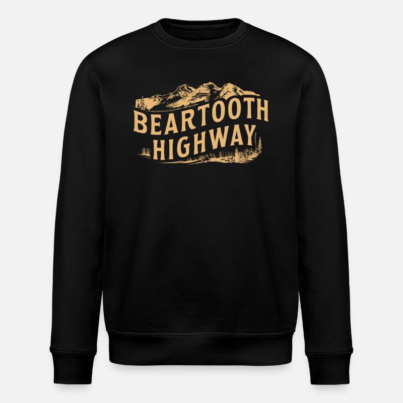Beartooth Highway Adventure Mountains - Stanley/Stella ROLLER Unisex Organic Sweatshirt - black