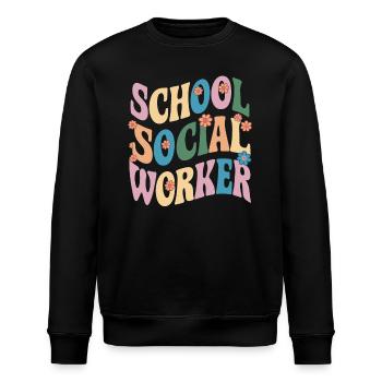 School Social Worker Floral Design - Stanley/Stella ROLLER Unisex Organic Sweatshirt - black - Front - Nik (191cm)
