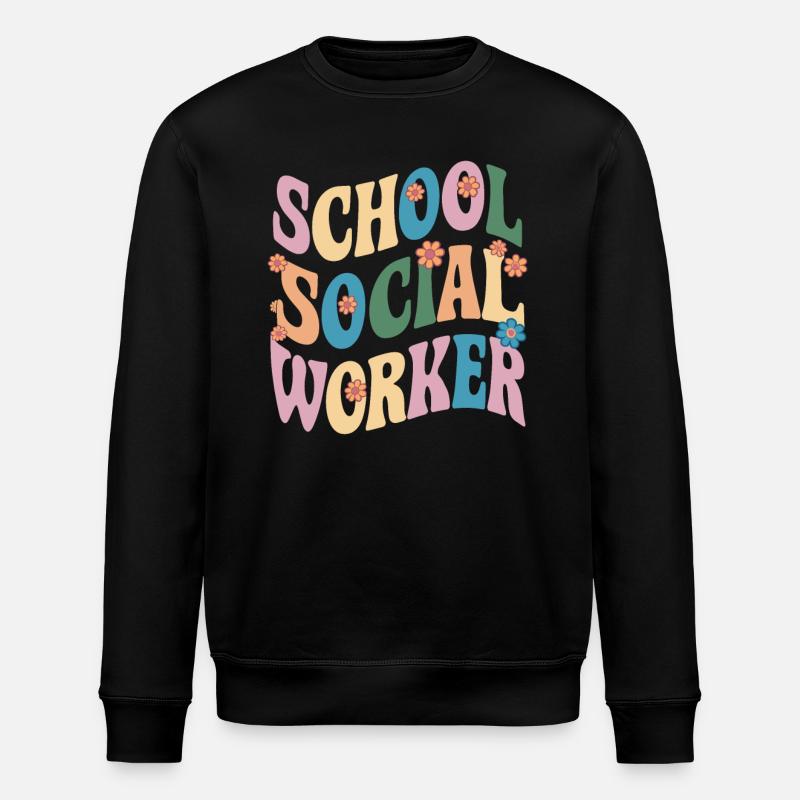 Schulsozialarbeiter Blumen Design - Stanley/Stella Unisex Bio-Sweatshirt ROLLER - Schwarz