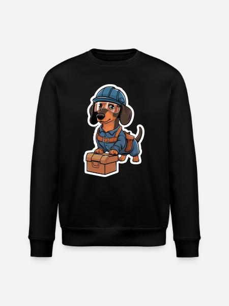 Gravhund i kostume håndværker gravhund med - Stanley/Stella økologisk unisex-sweatshirt ROLLER - sort