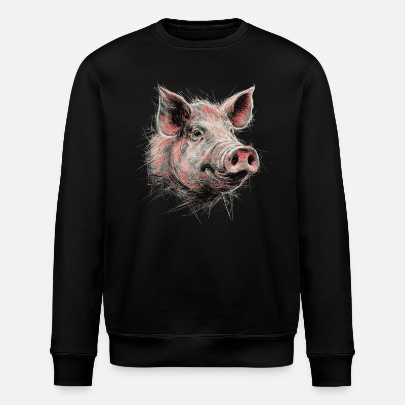 cochon dessin abstrait animal oeuvre - Sweat bio ROLLER Stanley/Stella Unisexe - noir